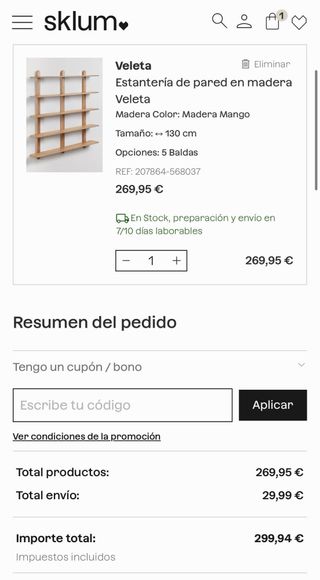 Estantería Madera Sklum NUEVA