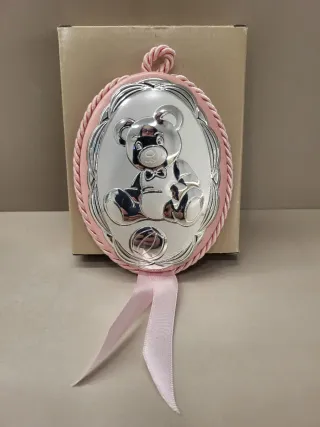Medalla Cuna Oso Plata Rosa