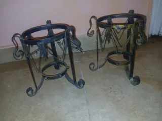 2 Maceteros Hierro Forjado Negro/Dorado