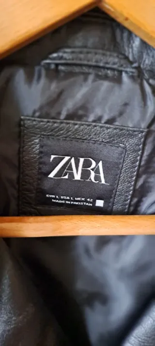 Chaqueta efecto piel Zara Negra Hombre