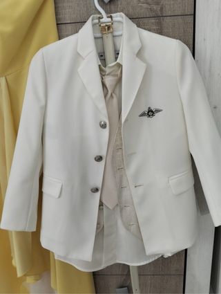 Traje de comunión niño beige y blanco Talla 8