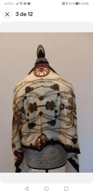 Chal de seda con flecos