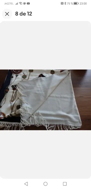 Chal de seda con flecos