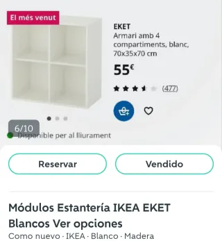 2 Estanterías Eket IKEA Blancas