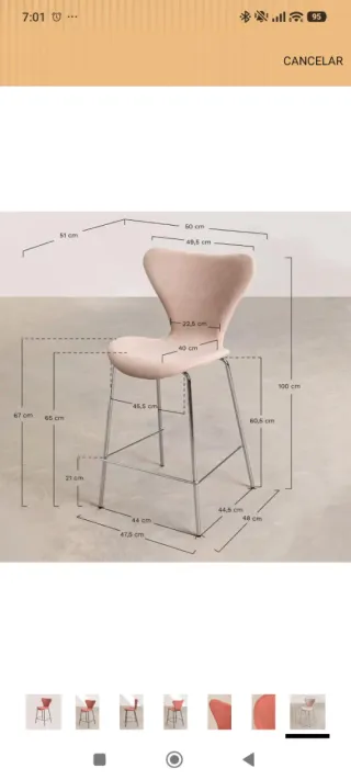 Taburete Terciopelo Terracota