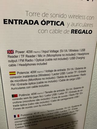 Torre de Sonido Innova TW10 Bluetooth 40W portátil