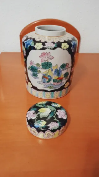 Jarrón chino cerámico decorado