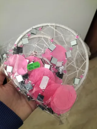 Atrapasueños rosa con espejos