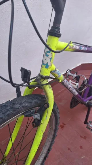 Bicicleta SHIMANO Morada y Amarilla