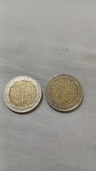 2 Monedas 2 Euros Francia Árbol de la Vida