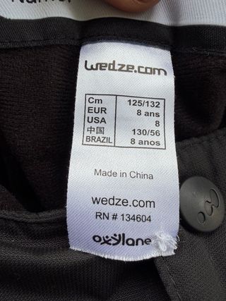Pantalón de Nieve WEZDE Negro. Talla 8 años