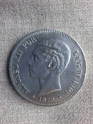 5 ptas Alfonso XII 1878.