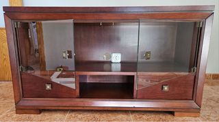 Mesa TV Comedor Madera y Cristal