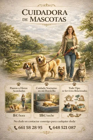 Cuidadora de mascotas: Paseos y Cuidado Nocturno