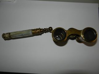 Prismáticos antiguos latón nácar