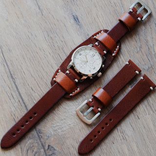 Correa reloj cuero militar artesanal 18-26 mm