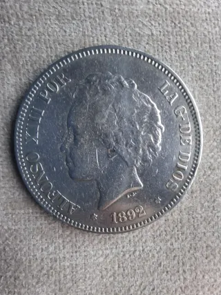 5 ptas Alfonso XIII 1892