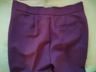 Pantalón Mango Talla 38 marrón -morado