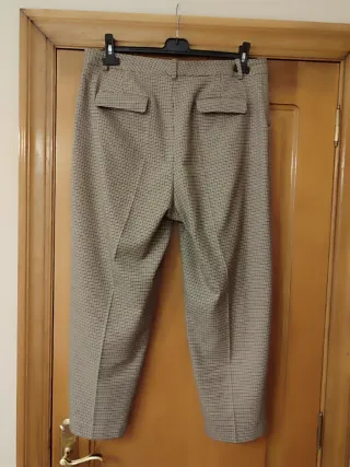 Pantalón cuadros Zara beige/gris