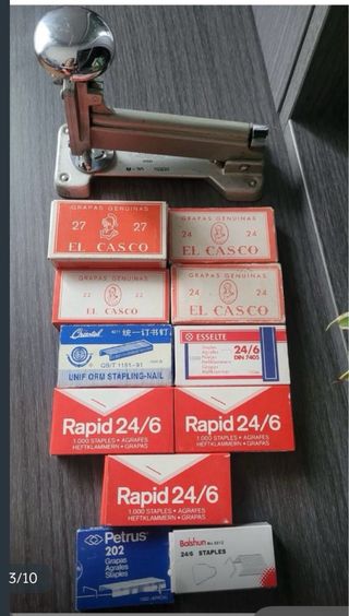 Grapadora Metálica Vintage + Scatole di Graffette