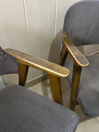 Conjunto 2 Sillones Vintage Tela y Madera