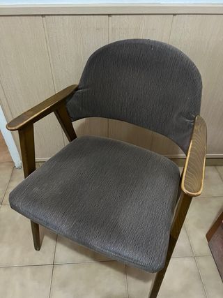 Conjunto 2 Sillones Vintage Tela y Madera