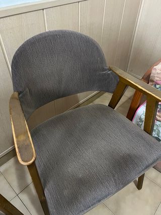 Conjunto 2 Sillones Vintage Tela y Madera