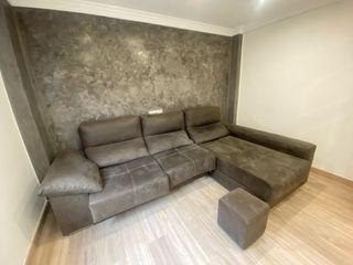 Sofá modular gris y marrón