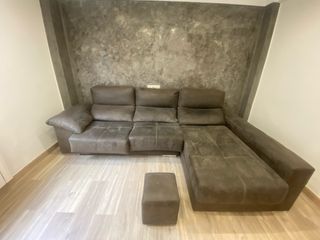 Sofá modular gris y marrón