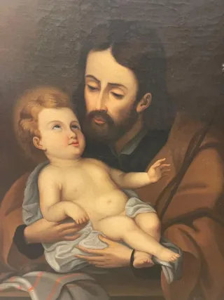 Cuadro antiguo San José y Niño Jesús
