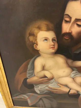 Cuadro antiguo San José y Niño Jesús