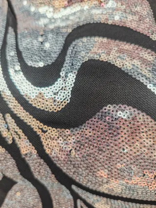 Vestido lentejuelas negro y plateado T46