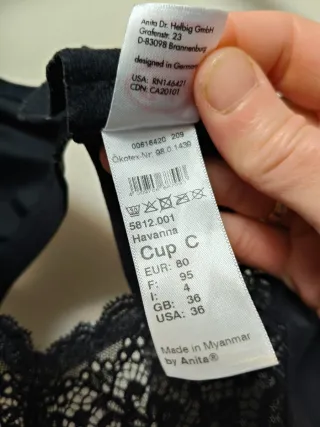 Sujetador Anita Negro Encaje