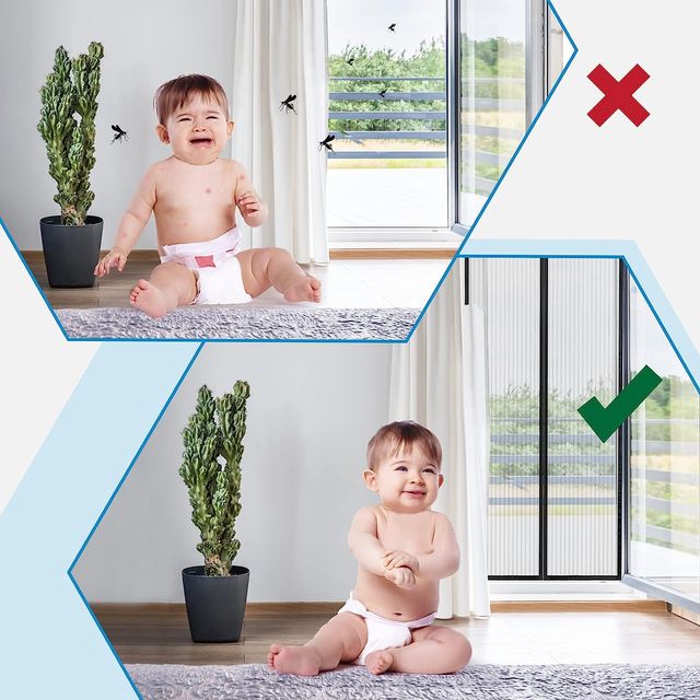 Mosquitera Puerta Magnética Negra 95x210