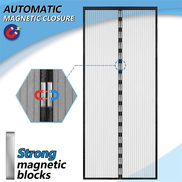 Mosquitera Puerta Magnética Negra 95x210
