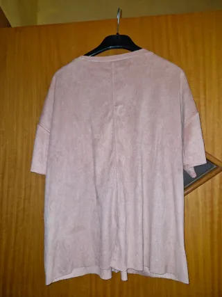 Maglia rosa in velluto con laccio