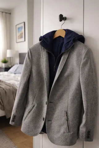 Americana Zara gris con capucha azul Talla L