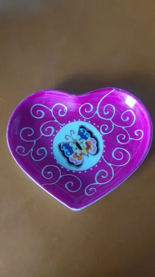Bandeja Corazón Cerámica Mariposa 13 x 10 cm