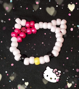 Pulsera Kandi Hello Kitty Rosa y Blanca