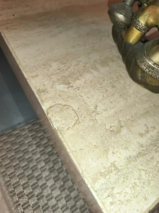 Mesa de centro mármol travertino y cristal