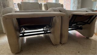2 Poltrone Reclinabili in Tela Beige