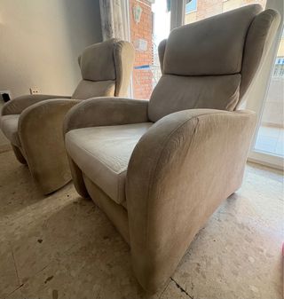 2 Poltrone Reclinabili in Tela Beige