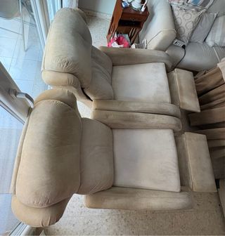 2 Poltrone Reclinabili in Tela Beige