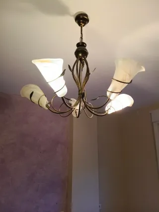 Lámpara colgante bronce tulipas