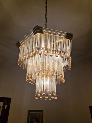 Lámpara techo de cristal y metal 48 cm diámetro