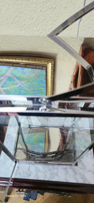 Farola metálica portavelas cristal