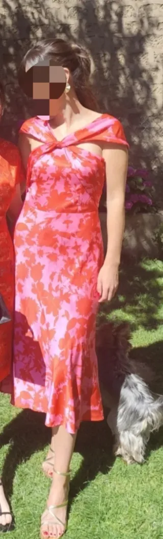 Vestido floral Miphai rosa y rojo