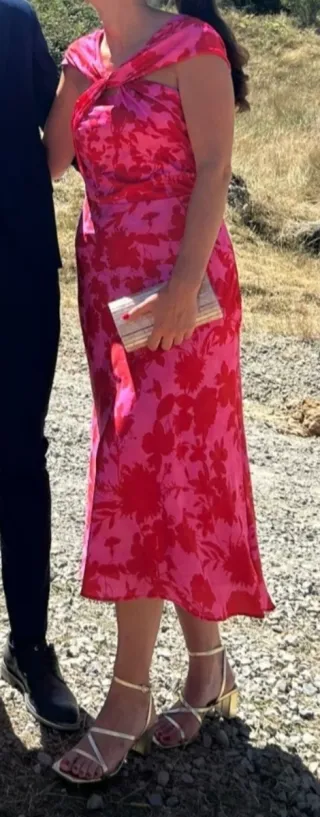 Vestido floral Miphai rosa y rojo