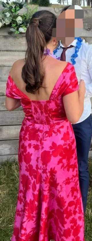 Vestido floral Miphai rosa y rojo