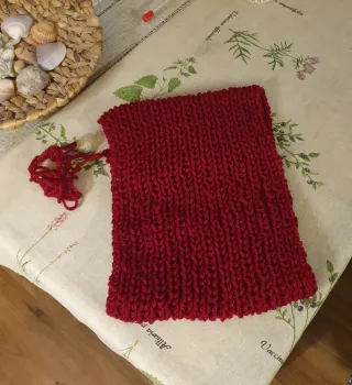 Buff cuello lana abrigo granate artesanal